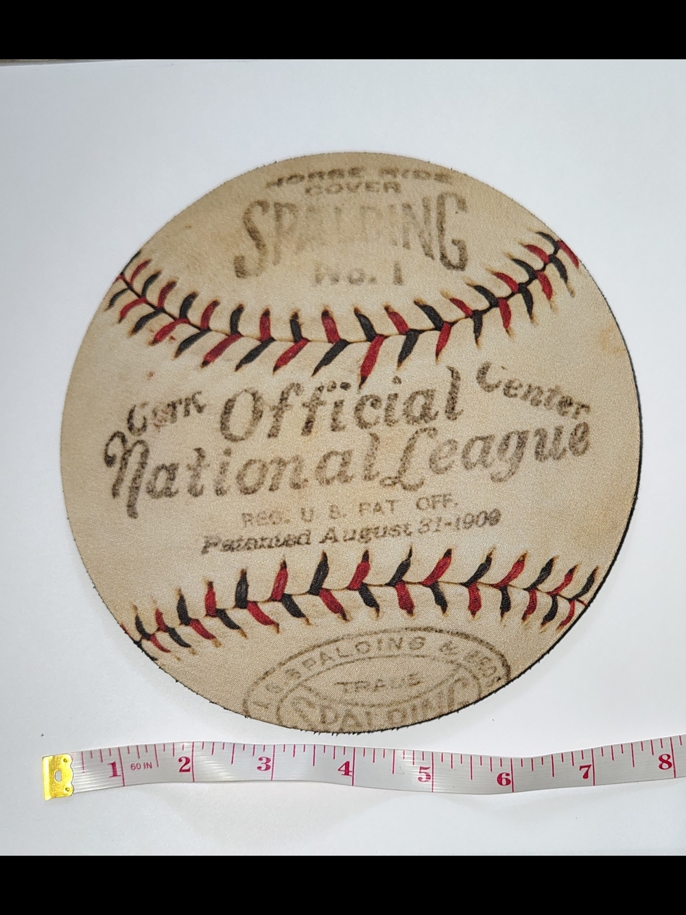 Vintage Official Spaulding Natural League Baseball Theme Computer Mouse Pad